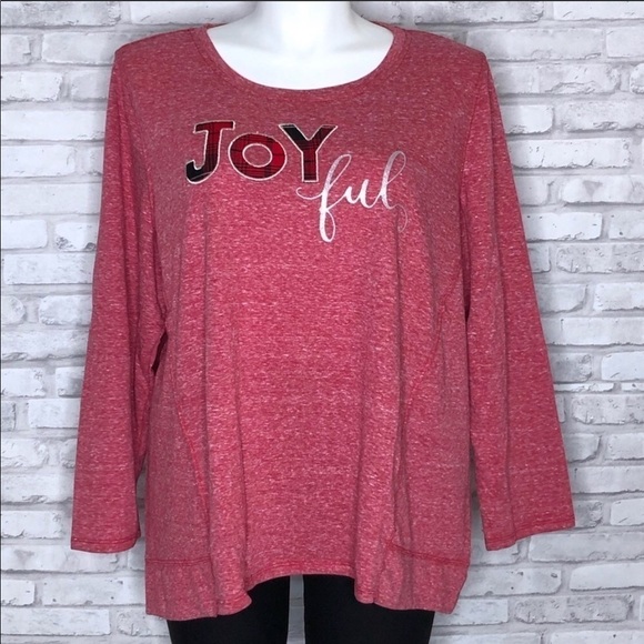 Style & Co pink long sleeve Joyful tee, NWT 3X - Picture 2 of 7